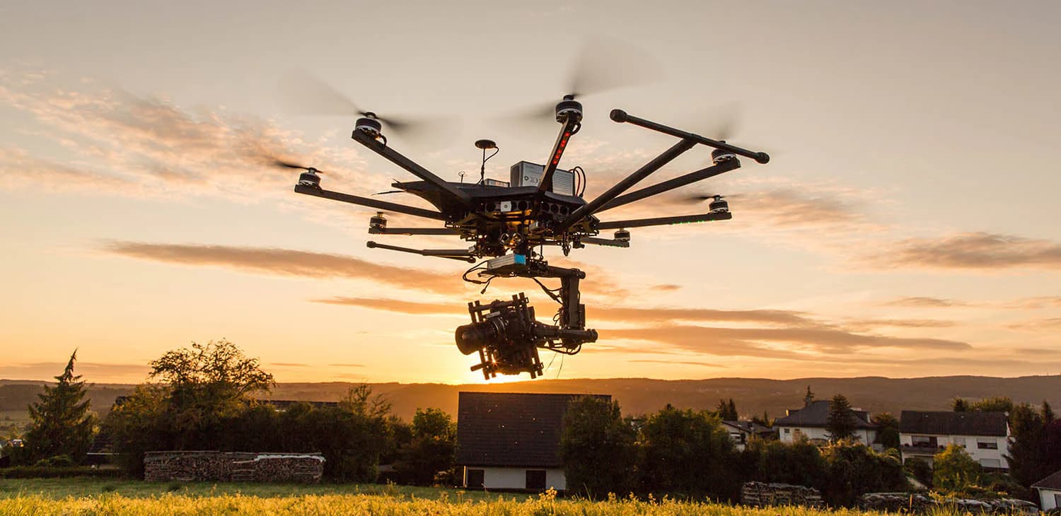Professional drone in flight